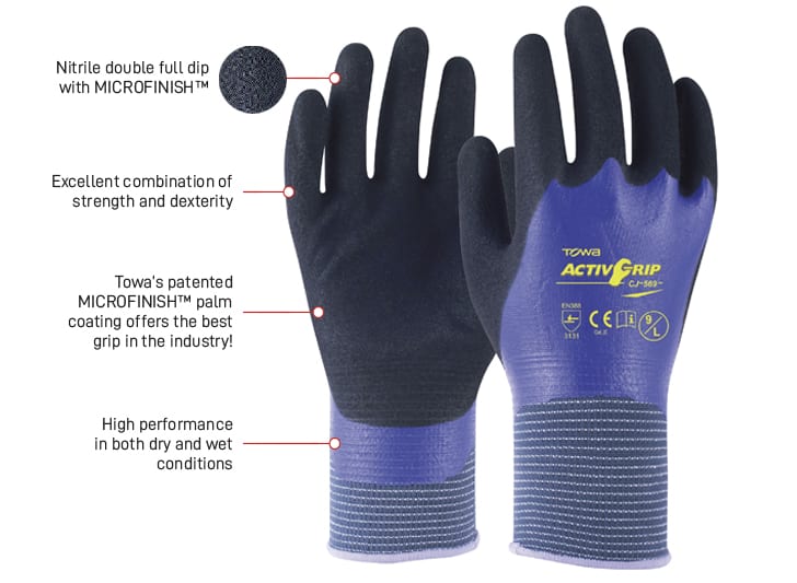 Towa Activgrip 569 Nitrile Double Dip Glove | Esko Safety