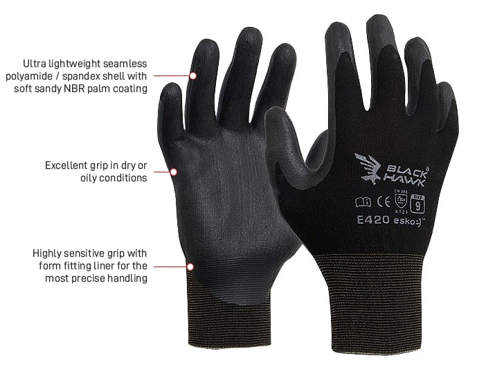 Esko Black Hawk Nitrile Glove - Esko Safety