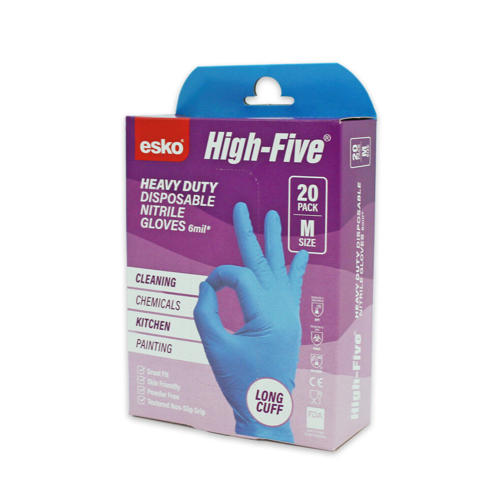 Esko High Five Blue Nitrile Gloves 20 Pack - Esko Safety